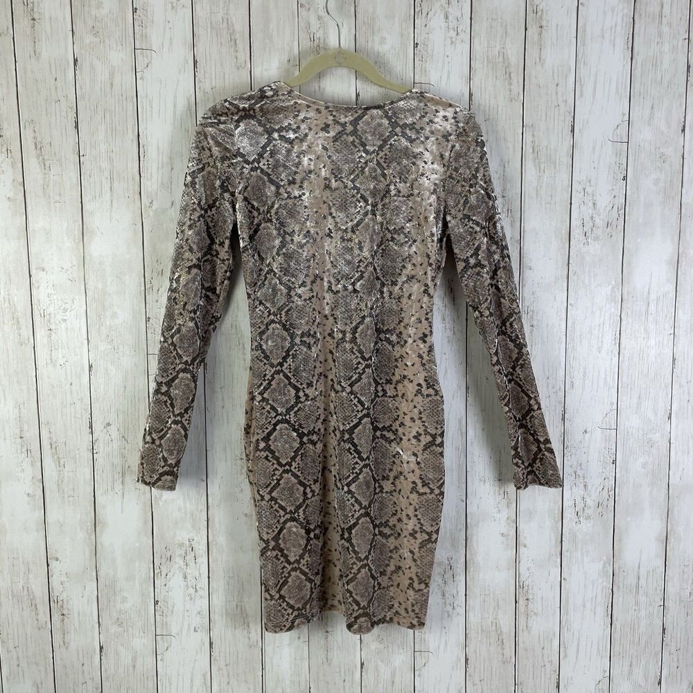 Fashion Nova Velvet Mini Dress “ Slither My Way” Size M Snake Skin Print - NWT
